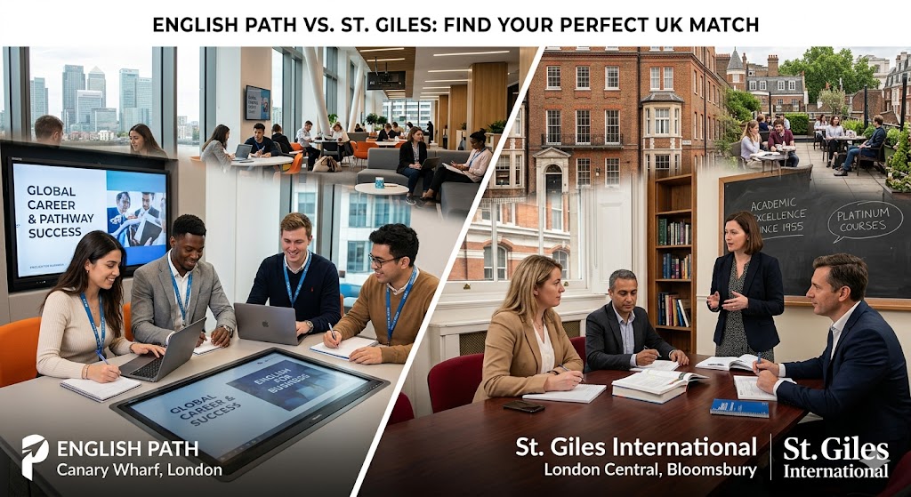 مقارنة بين معهد English Path ومعهد St. Giles: أيّهما الأنسب لأسلوب تعلمك في بريطانيا؟